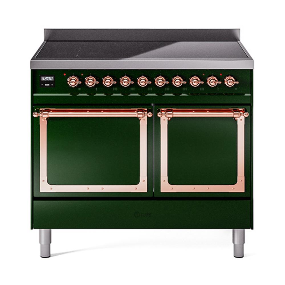 ILVE UNDI406QNMPEGP Nostalgie II Noblesse 40 inch Induction Range (Solid Door, Emerald Green, Copper)