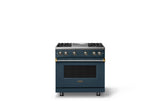 36"W. Sealed Burner Gas Range (Burner: 4g, Finish: Squall, Trim: Brushed Brass, Fuel: Propane)