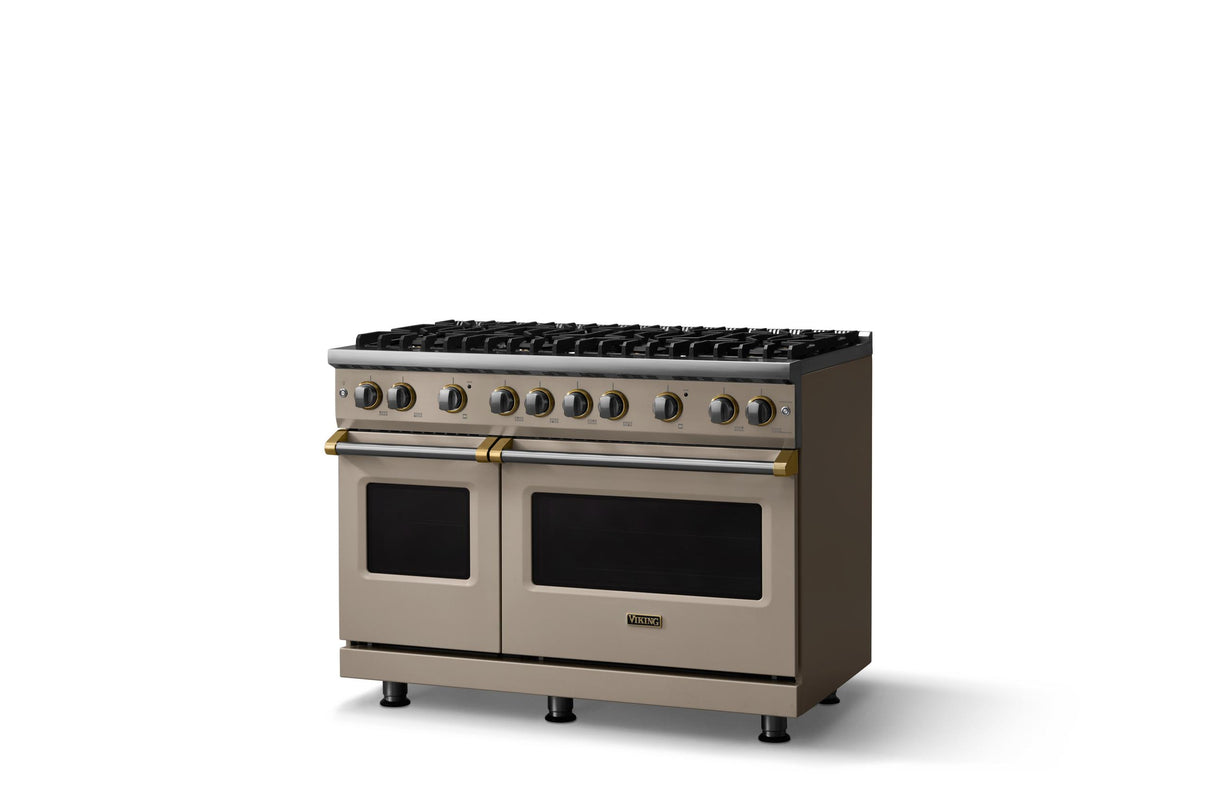 48"W. Sealed Burner Gas Range (Burner: 8b, Finish: Nantucket, Trim: Brushed Brass, Fuel: Natural Gas)