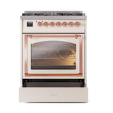 ILVE UN30NMPAWP Nostalgie II Noblesse 30 inch Dual Fuel Range (Natural Gas, Triple Glass Door, Antique White, Copper)