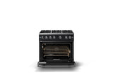 36"W. Sealed Burner Gas Range (Burner: 6b, Finish: Onyx, Trim: Polished Chrome, Fuel: Natural Gas)