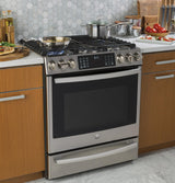 GE Profile™ 30" Smart Dual Fuel Slide-In Front-Control Range