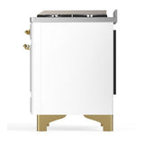 ILVE UM60FNR3WHGLP Majestic III 60 inch Dual Fuel Range with 9 Burners and Griddle, Dual Function Burner up to 25,000 BTU (Liquid Propane, Triple Glass Door, White, Brass)