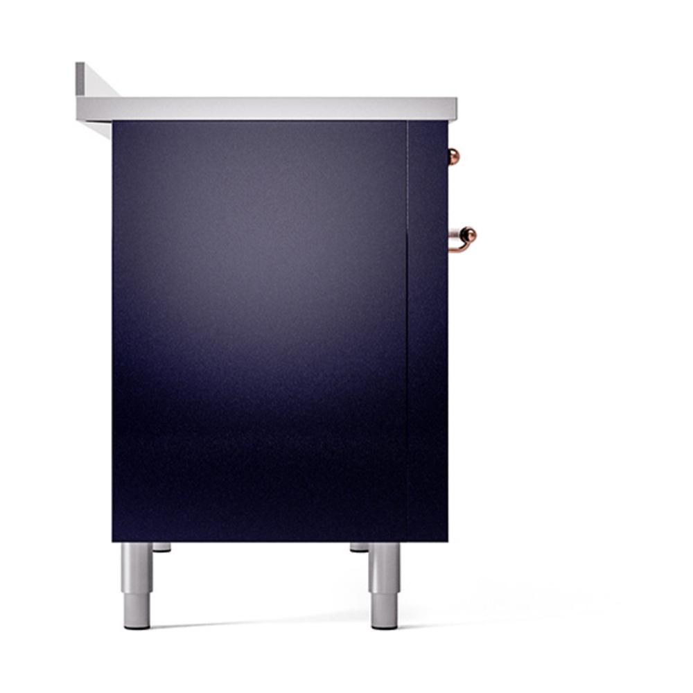 ILVE UNI486QNMPMBP Nostalgie II Noblesse 48 inch Induction Range (Solid Door, Midnight Blue, Copper)