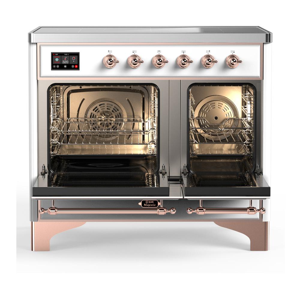 ILVE UMDIB40NR3WHP Majestic III 40 inch Induction Range with 6 Elements, 3.82 cu. ft. Total Oven Capacity (Triple Glass Door, White, Copper)