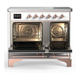 ILVE UMDIB40NR3WHP Majestic III 40 inch Induction Range with 6 Elements, 3.82 cu. ft. Total Oven Capacity (Triple Glass Door, White, Copper)