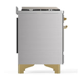 ILVE UM48FSNR3SSGLP Majestic III 48 inch Dual Fuel Range with 5 Black Brass Burners, Griddle and French Top, Dual Function Burner up to 25,000 BTU (Liquid Propane, Triple Glass Door, Stainless Steel, Brass)