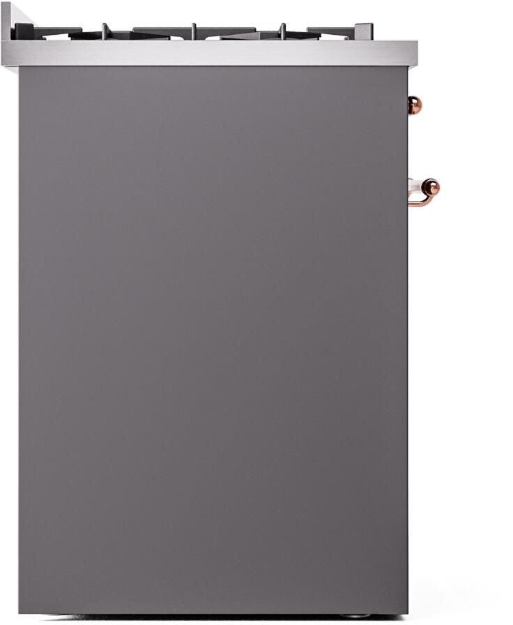 Nostalgie II 30 Inch Dual Fuel Natural Gas Freestanding Range in Matte Graphite with Copper Trim