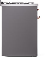 Nostalgie II 30 Inch Dual Fuel Natural Gas Freestanding Range in Matte Graphite with Copper Trim