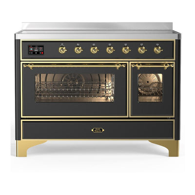 ILVE UMIB48NR3MGG Majestic III 48 inch Induction Range with 6 Elements, 5.02 cu. ft. Total Oven Capacity (Triple Glass Door, Graphite Matte, Brass)