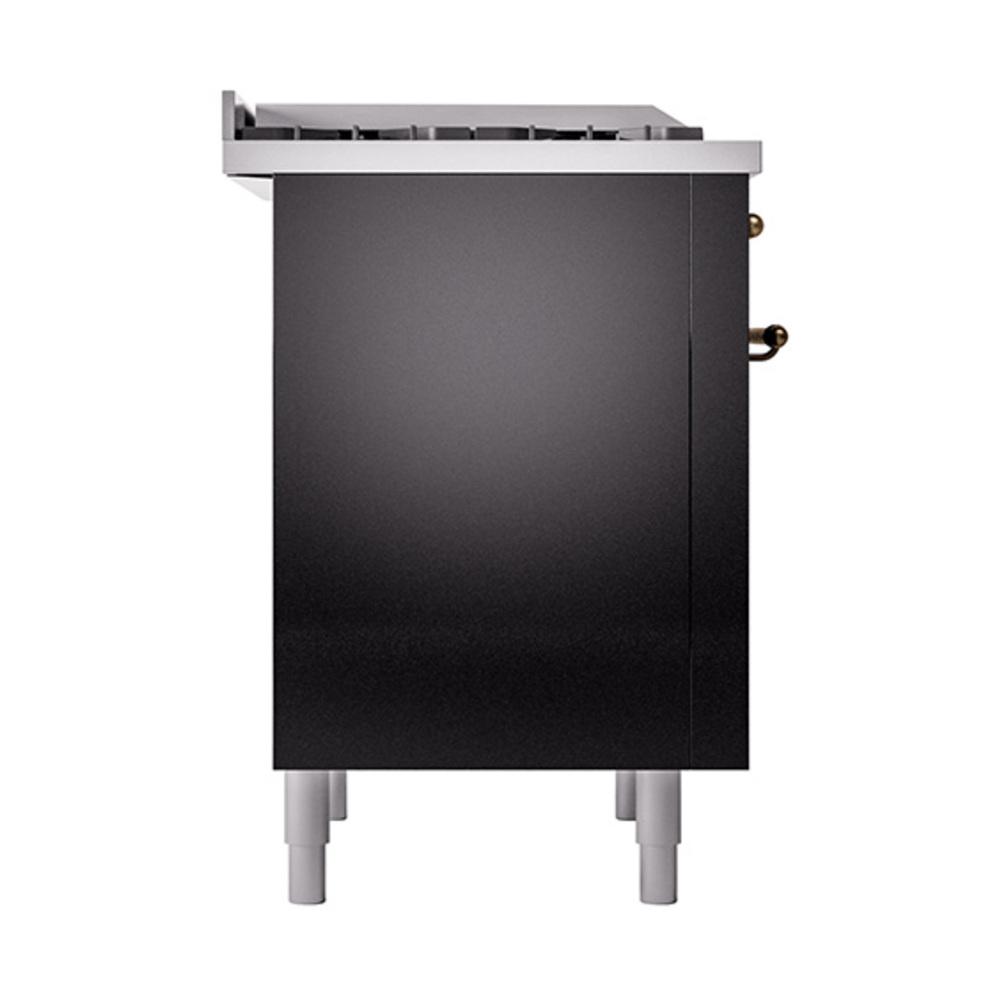 ILVE UN36FQNMPBKB Nostalgie II Noblesse 36 inch Dual Fuel Range (Natural Gas, Solid Door, Glossy Black, Burnished)