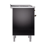 ILVE UN36FQNMPBKB Nostalgie II Noblesse 36 inch Dual Fuel Range (Natural Gas, Solid Door, Glossy Black, Burnished)