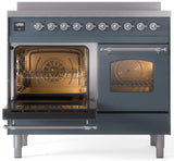 Nostalgie II 40 Inch Electric Freestanding Range in Blue Grey with Chrome Trim