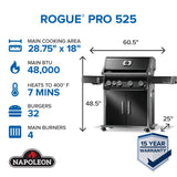 Rogue PRO 525 SIB with Infrared Side Burner , Propane, Black
