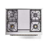 ILVE UN36FQNMPBUBLP Nostalgie II Noblesse 36 inch Dual Fuel Range (Liquid Propane, Solid Door, Burgundy, Burnished)