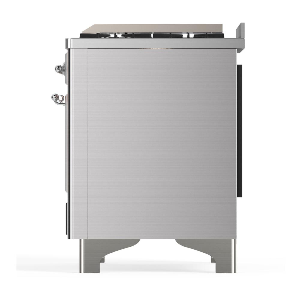 ILVE UMD40FQNR3SSC Majestic III 40 inch Dual Fuel Range with 6 Burners and Griddle, Dual Function Burner up to 25,000 BTU (Natural Gas, Solid Door, Stainless Steel, Chrome)