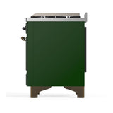 ILVE UMD40FNR3EGBLP Majestic III 40 inch Dual Fuel Range with 6 Burners and Griddle, Dual Function Burner up to 25,000 BTU (Liquid Propane, Triple Glass Door, Emerald Green, Burnished)