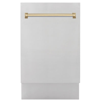 ZLINE Autograph Edition 18 Compact 3rd Rack Top Control Dishwasher in Stainless Steel with Accent Handle, 51dBa (DWVZ-304-18) [Color: Champagne Bronze]