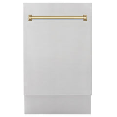 ZLINE Autograph Edition 18 Compact 3rd Rack Top Control Dishwasher in Stainless Steel with Accent Handle, 51dBa (DWVZ-304-18) [Color: Champagne Bronze]