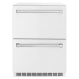 ZLINE 24 in. Touchstone 168 Can Outdoor-Rated Dual Refrigerator Drawer with White Matte Doors (RDSO-WM-24)