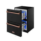 24 Inch Undercounter Built-in or Freestanding Drawer Refrigerator - Black/rose Gold  Gordon Ramsay Series