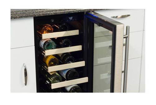 15" Standard Efficiency Single Zone Wine Cellar - Stainless Frame Glass Door - Right Hinge