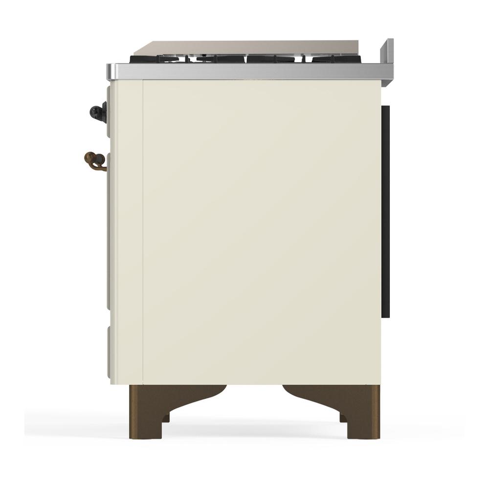 ILVE UM60FSQNR3AWB Majestic III 60 inch Dual Fuel Range with 7 Burners, Griddle and French Top, Dual Function Burner with up to 25,000 BTU (Natural Gas, Solid Door, Antique White, Burnished)