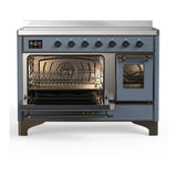 ILVE UMIB48NR3BGB Majestic III 48 inch Induction Range with 6 Elements, 5.02 cu. ft. Total Oven Capacity (Triple Glass Door, Blue Grey, Burnished)