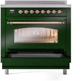 Nostalgie II 36 Inch Electric Freestanding Range in Emerald Green with Copper Trim
