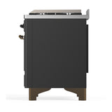 ILVE UM60FSNR3MGBLP Majestic III 60 inch Dual Fuel Range with 7 Burners, Griddle and French Top, Dual Function Burner with up to 25,000 BTU (Liquid Propane, Triple Glass Door, Graphite Matte, Burnished)