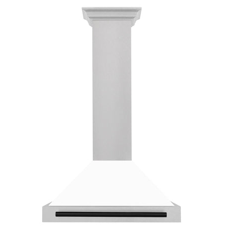 ZLINE 30 in. Autograph Edition Convertible Fingerprint Resistant DuraSnow Stainless Steel Range Hood with White Matte Shell and Champagne Bronze Handle (KB4SNZ-WM30-CB) [Color: Matte Black Accents]