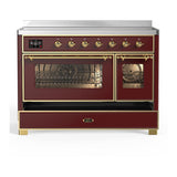 ILVE UMIB48NR3BUG Majestic III 48 inch Induction Range with 6 Elements, 5.02 cu. ft. Total Oven Capacity (Triple Glass Door, Burgundy, Brass)