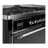 ILVE UM60FQNR3BKC Majestic III 60 inch Dual Fuel Range with 9 Burners and Griddle, Dual Function Burner up to 25,000 BTU (Natural Gas, Solid Door, Glossy Black, Chrome)
