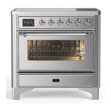 ILVE UMIB36NR3SSC Majestic III 36 inch Induction Range with 6 Elements, 3.5 cu. ft. Total Oven Capacity (Triple Glass Door, Stainless Steel, Chrome)