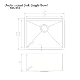 ZLINE 23 in. Meribel Undermount Single Bowl Satin Stainless Steel Kitchen Sink with Bottom Grid (SRS-23S)