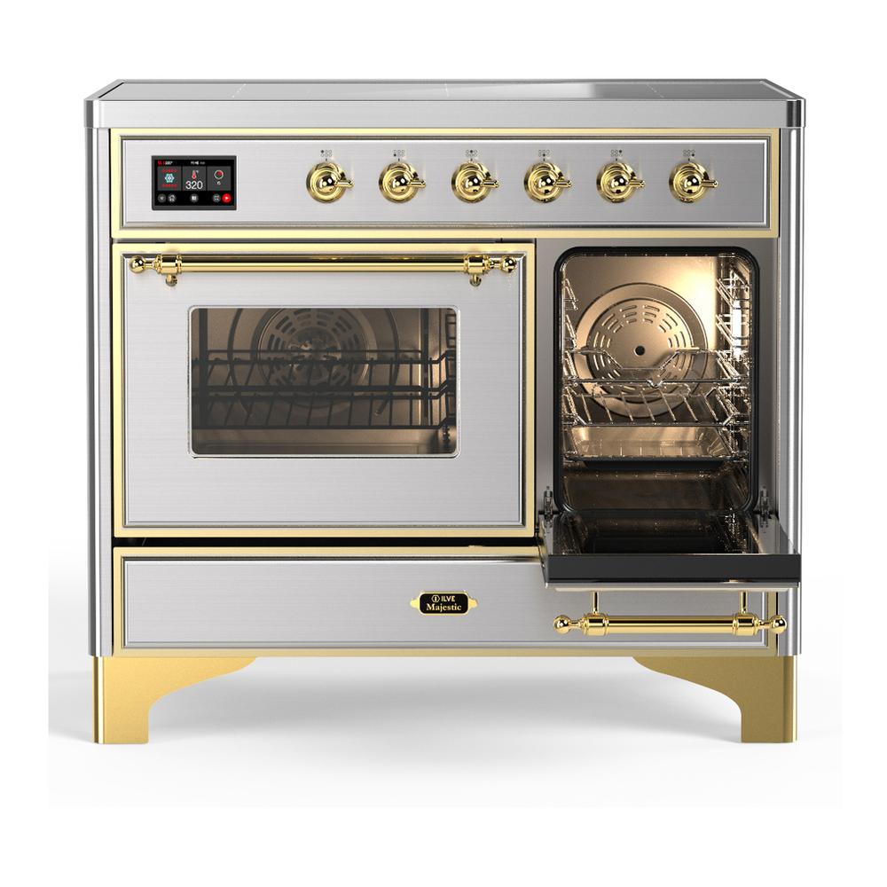 ILVE UMDIB40NR3SSG Majestic III 40 inch Induction Range with 6 Elements, 3.82 cu. ft. Total Oven Capacity (Triple Glass Door, Stainless Steel, Brass)