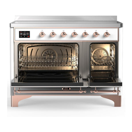 ILVE UMIB48NR3WHP Majestic III 48 inch Induction Range with 6 Elements, 5.02 cu. ft. Total Oven Capacity (Triple Glass Door, White, Copper)