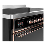 ILVE UMIB48QNR3BKP Majestic III 48 inch Induction Range with 6 Elements, 5.02 cu. ft. Total Oven Capacity (Solid Door, Glossy Black, Copper)