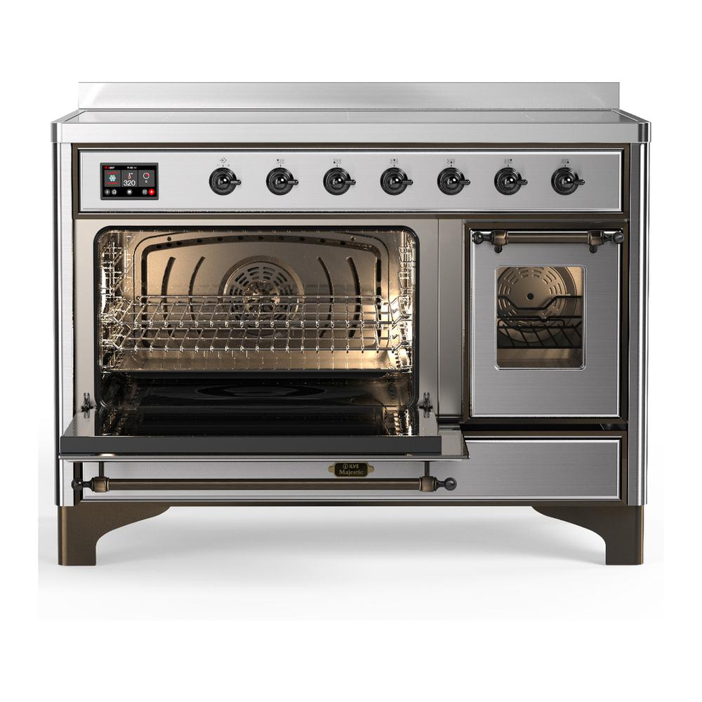 ILVE UMIB48NR3SSB Majestic III 48 inch Induction Range with 6 Elements, 5.02 cu. ft. Total Oven Capacity (Triple Glass Door, Stainless Steel, Burnished)