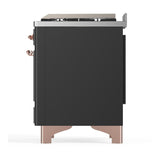 ILVE UM48FNR3MGP Majestic III 48 inch Dual Fuel Range with 8 Burners and Griddle, Dual Function Burner up to 25,000 BTU (Natural Gas, Triple Glass Door, Graphite Matte, Copper)