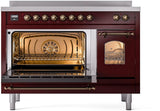 Nostalgie II 48 Inch Electric Freestanding Range in Burgundy with Bronze Trim