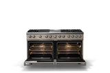 60"W.Dual Fuel Range (Finish: Nantucket, Trim: Polished Chrome, Fuel: Natural Gas)