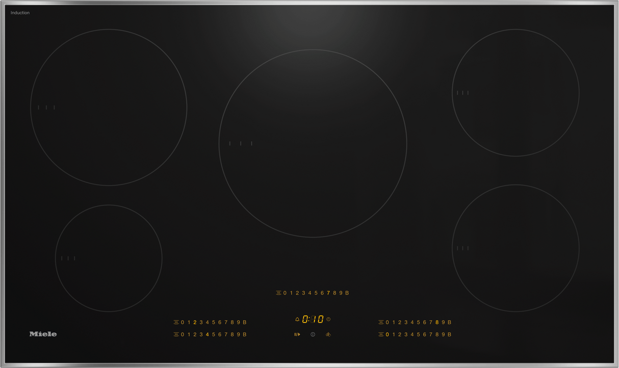 KM 7740 FR - 36-inch induction cooktop, operated with its own controls with 5 round cooking zones