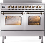 Nostalgie II 40 Inch Electric Freestanding Range in Stainless Steel with Bronze Trim