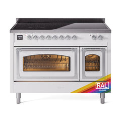 ILVE UNI486NMPRAC Nostalgie II Noblesse 48 inch Induction Range (Triple Glass Door, RAL, Chrome)