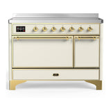 ILVE UMIB48QNR3AWG Majestic III 48 inch Induction Range with 6 Elements, 5.02 cu. ft. Total Oven Capacity (Solid Door, Antique White, Brass)