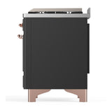 ILVE UM36FQNR3MGPLP Majestic III 36 inch Dual Fuel Range with 6 Black Brass Burners and Griddle, Dual Function Burner up to 25,000 BTU (Solid Door, Graphite Matte, Copper, Liquid Propane)