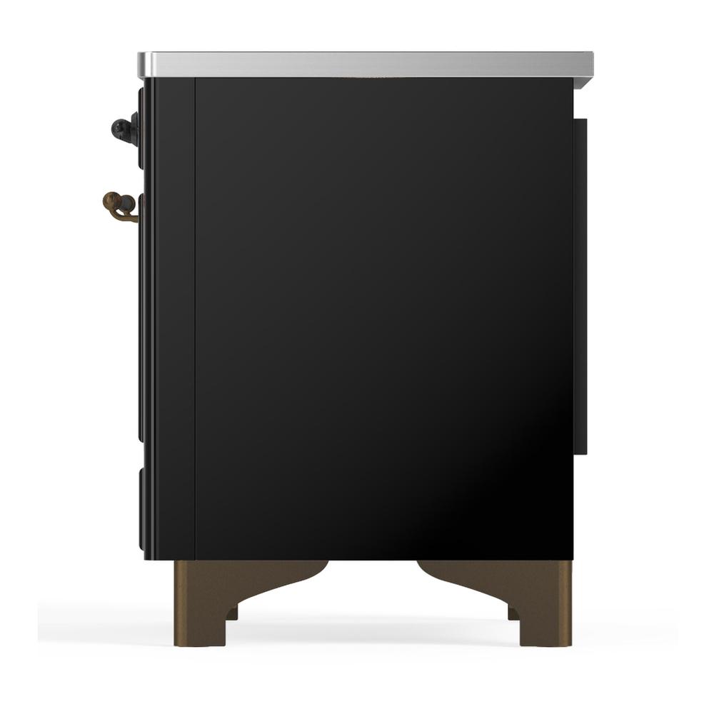 ILVE UMIB36QNR3BKB Majestic III 36 inch Induction Range with 6 Elements, 3.5 cu. ft. Total Oven Capacity (Solid Door, Glossy Black, Burnished)