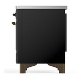 ILVE UMIB36QNR3BKB Majestic III 36 inch Induction Range with 6 Elements, 3.5 cu. ft. Total Oven Capacity (Solid Door, Glossy Black, Burnished)