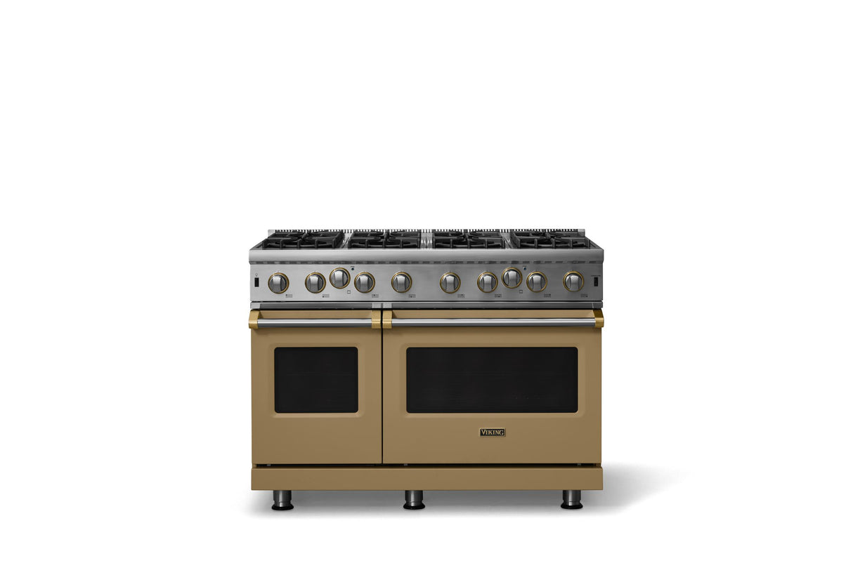 48"W. Open Burner Gas Range (Finish: Golden Hour, Trim: Brushed Brass, Fuel: Natural Gas)